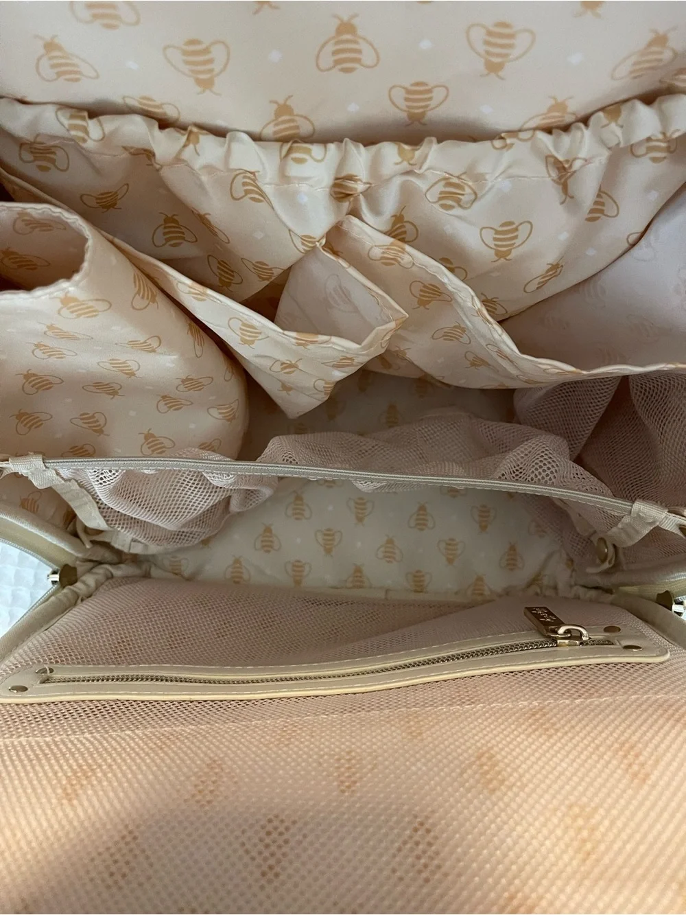 Itzy Ritzy Cream Diaper Bag Backpack + Changing Pad & Dust Bag